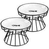 Wellbro elevated cat bowl ceramic dish reduces neck strain during meals.