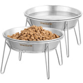 Wellbro elevated cat bowls water dish for easy drinking at a comfortable height.