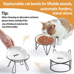 Wellbro three-pack cat bowls for multiple cats and convenient dining.
