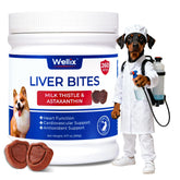 Wellix 260 Bites liver support bottle image for daily dog supplement routine.