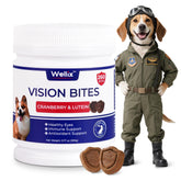 Wellix Vision Taurine bottle chews support eye health for dogs.