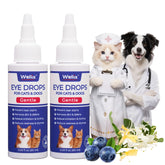 Wellix PET eye drops bottle for dogs and cats supports daily eye care and tear stain reduction.