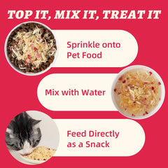 Wellix Topper dispense demonstrates easy sprinkle-on feeding for meals