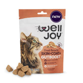 WellJoy Skin & Coat+ cat treats with GutBoost in a bottle for a shiny coat.