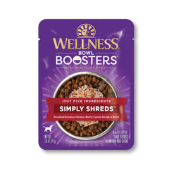 Wellness Bowl Boosters Simply Shreds beef and carrots topping for flavorful dog meals