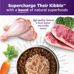 Convenient Simply Shreds pouch displaying grain-free topping for dogs