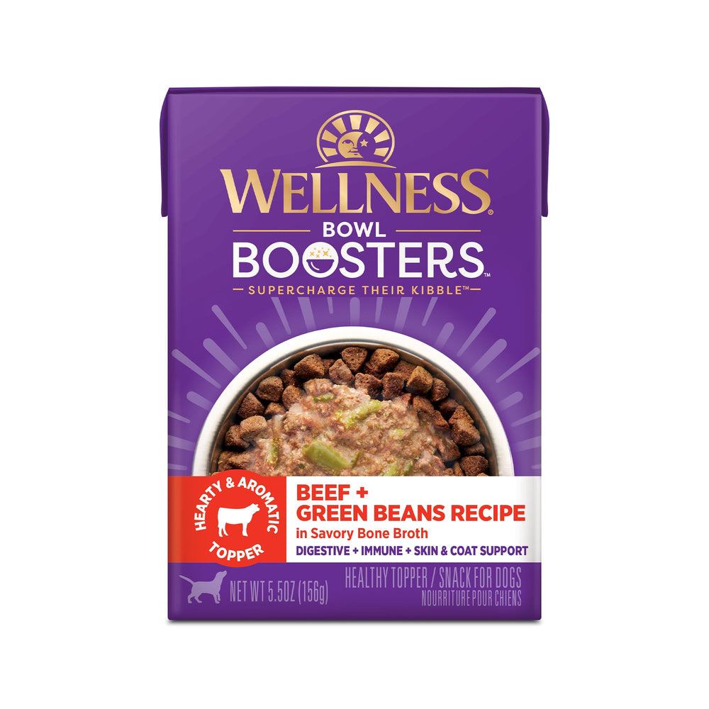 Wellness Bowl Boosters topper with beef and green beans adds savory flavor to meals