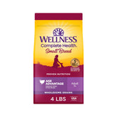 Wellness Complete Health Age Advantage small breed kibble close-up promotes joint support.
