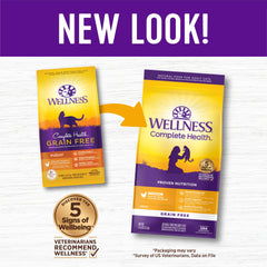 Wellness Complete Health bag label emphasizing grain-free indoor formula