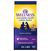 Wellness Complete Health large-breed dry dog food bag, protein-dense formula for everyday vitality