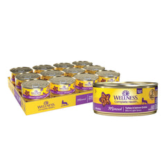 Wellness Complete Health minced turkey and salmon can, grain-free protein-rich entrée.