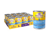 Wellness Complete Health Pate beef and salmon can close-up, protein-rich nutrition.