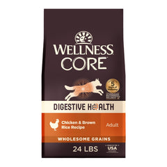 Wellness CORE Digestive Health chicken kibble in bowl supports gut-friendly nutrition