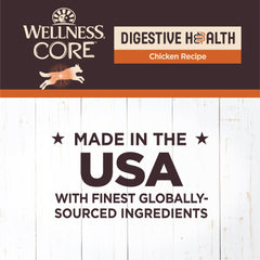 Wellness CORE Digestive Health Pate pumpkin and papaya ingredients displayed on label.