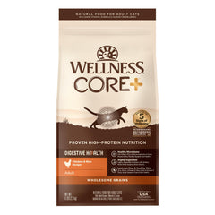 Wellness CORE+ bag front for adult cats, digestive health.