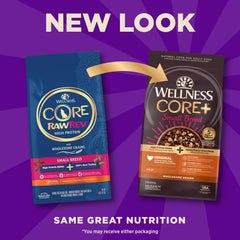 Wellness CORE+ freeze-dried turkey pieces illustration of raw protein boost