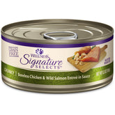Wellness CORE Signature Selects chunky chicken and salmon can close-up, protein-rich and grain-free.