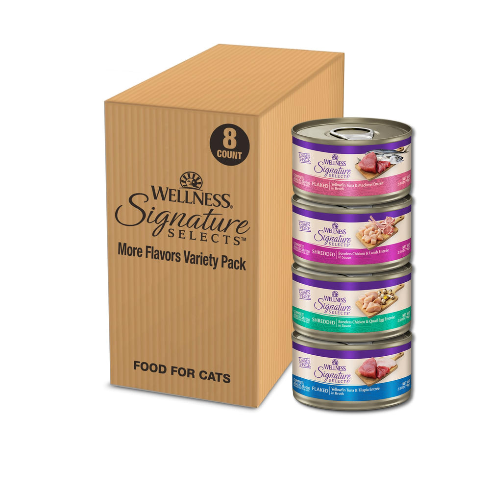Wellness CORE Signature Selects variety pack cans offer protein-forward options for cats