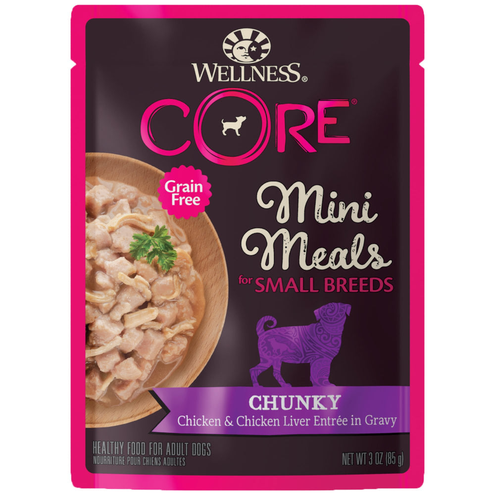 Wellness Core small-breed pouch with gravy chunks for a mess-free meal
