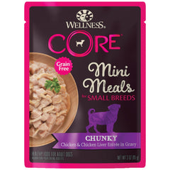 Wellness Core small-breed pouch with gravy chunks for a mess-free meal