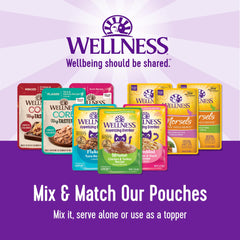 Wellness CORE Tiny Tasters mess-free feeding pouch demonstrates convenience