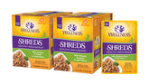 Wellness Healthy Indulgence Shreds chicken-turkey pouch showing grain-free, protein-rich meal for daily nutrition
