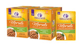 Wellness Healthy Indulgence Morsels pouch with chicken and turkey served, an easy protein-rich meal for cats.