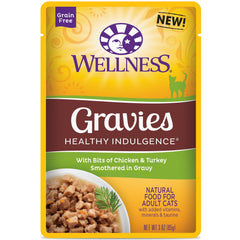 Wellness Natural Wet Cat Food gravies chicken and turkey in gravy for balanced hydration and flavor