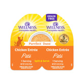 Wellness Purrfect Duos Chicken Pate dual cups for split meals and easy feeding.