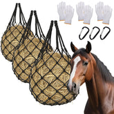 Wellovar hay net with a wide top opening slows feeding and reduces waste.
