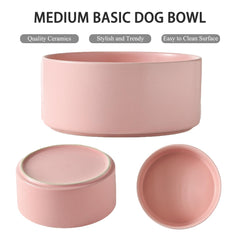 Welloyed pink ceramic dog bowl front view showing smooth glaze