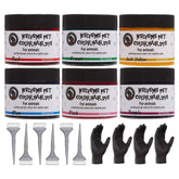 WELYEME pet hair dye set packaging with six color bottles for creative grooming.