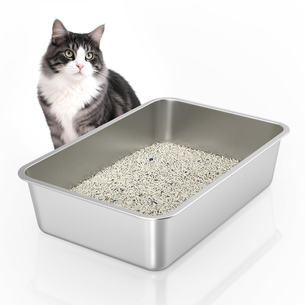 WENBOKMIN stainless steel litter box top view with spacious interior
