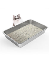 WENBOKMIN stainless steel cat litter box seen from front view, durable and easy to clean.