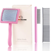 Werduoland slicker brush with coated tips safely detangles long-haired dogs.