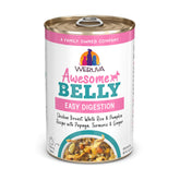Weruva Awesome Belly chicken-white-rice-pumpkin-papaya 14oz β supports easy digestion in dogs.