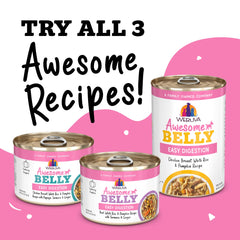Weruva Awesome Belly digestive blend with pumpkin and inulin supports tummy comfort.