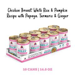 Weruva Awesome Belly ingredient-closeup-chicken-pumpkin β showcase fresh recipe ingredients for dogs.