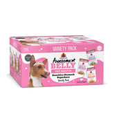 Weruva Awesome Belly 9-can packaging showcases a gluten-free, convenient pack for dogs.