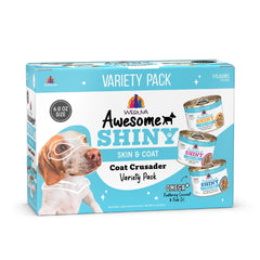 Weruva Awesome Shiny Coat Crusader Pack packaging shows nine 6oz cans for easy feeding.