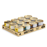 Weruva Baron's Batch variety pack front view with 24 cans for convenient mixed meals.