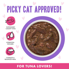 Weruva B.F.OMG juicy gravy and tender pieces in the bowl