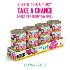 Weruva B.F.F. Play chicken duck turkey paté 2-8oz can ready for feeding times