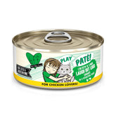 Weruva B.F.F. Play pate chicken-lamb 5.5oz can close-up, grain-free and high moisture.