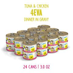 Weruva BFF wild caught tuna and chicken in gravy enhances moisture and palatability