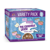 Weruva Cats in the Kitchen Coolsville Catch variety pack with premium protein in gravy, convenient 3.2oz cans.