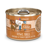 Weruva Cats in the Kitchen Fowl Ball pack of 24 cans for convenient meals.
