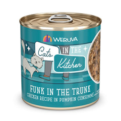 Weruva Cats in The Kitchen Funk in the Trunk packaging image showing premium protein option for cats.