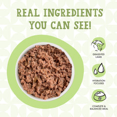 Grass-fed lamb and wild tuna shown in Lambur-Kitty recipe