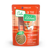 Weruva Cats in The Kitchen Pate Breakfast Cat with Chicken & Pumpkin 3oz pouch, ready for serving.